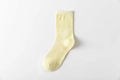 Women's light yellow ribbed cotton crew socks with soft texture and anti-slip cuff - Beige