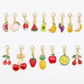 Colorful fruit enamel pendants with gold lobster clasps including strawberry and banana - Mixed Style