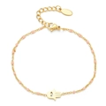 Detailaufnahme des goldenen Hamsa-Armbands mit rosa Perlen und verstellbarem Verschluss - Rosa