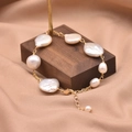 Baroque natural freshwater pearl bracelet with golden chain and adjustable lobster clasp - Irregular Shape Baroque Pearl Bracelet