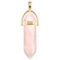 Pink hexagonal crystal column pendant necklace with a golden metal clasp for women - Gold O-Chain / Pink Turquoise