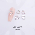 Bijoux à ongles en forme de cœur argenté avec strass arc-en-ciel taille 9x9mm - Cœur Argent Strass AB (8165)