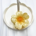 Fashionable floral hair claw clip with orange gradient resin finish on white tray - Yellow (Lucky Flower)