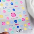 Adesivi per unghie opachi traslucidi con faccine colorate e scritte felici vivaci - Faccina Sorridente Sfumata (TS-728)