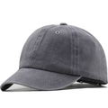 Gorra de béisbol clásica de algodón lavado gris oscuro con visera curva y parte superior suave - Ajustable / Gris