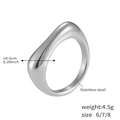 Polished irregular liquid-style silver stainless steel ring with 4.5g weight info - US 6 / A114-Steel Ring