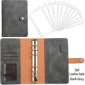 Dark grey A6 faux leather 6-ring binder with zipper pouches and card slots - Dark Grey Set