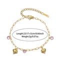 Dettaglio del bracciale con ciondolo a cuore in oro 18K con zirconi rosa e misure - Stile Cuore Rosa