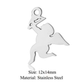 Macro view of 12x14mm angel cupid pendant in stainless steel with dimensions and material - Silver Small Cupid-12x14mm