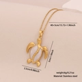 Golden stainless steel necklace featuring a sea turtle pendant with white shell inlay - Sea Turtle