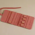Joyero de viaje enrollable en microfibra rosa coral para anillos y pendientes - 24×10cm / Rosa