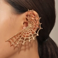 Gothic gold spider web ear cuff wrap for women in minimalist animal crawler design - Spider Web Ear Cuff (Gold Color) (K-649)