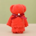 Orange coral fleece towel teddy bear with red ribbon and pearl accessory for gift - 30*30cm / Solid Pearl Bear Orange