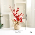 Decorazione natalizia in tela di sacco con bacche rosse e palline a righe altezza 30cm - Stile Palla di Bacche Rosse e Bianche