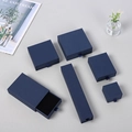 Navy blue drawer jewelry gift box in multiple sizes with silk ribbon handle - Dark Blue; 12*8*3cm