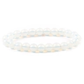 8mm white opal stone beaded elastic bracelet with soft luster beads for women - 8mm / Opal