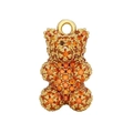Macro di ciondolo a orsetto con zirconi arancioni micro-pave e finitura oro - Oro Zirconia Arancione