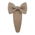 Khaki grosgrain ribbon bow hair clip with wavy drop design for kids and girls - Khaki