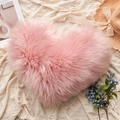 Pink heart-shaped faux fur pillow cover on a cozy decorative fabric background - Pink Long Faux Fur Heart Pillowcase (Cover Only) / 40*50cm