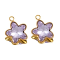 Star-shaped purple crystal pendant with gold stainless steel rim for DIY jewelry - 5 Pcs/Pack / 13mm Light Purple