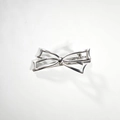 Silver hollow bow hair clip in metallic finish with elegant 3D linear design for women - Bow Tie
