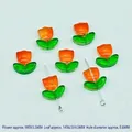 Orange and green tulip flower beads with leaf charms for DIY jewelry making - Orange