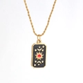 Goldene Seilkette mit rechteckigem Tarot-Anhänger mit Sonne Mond und Sternen - Tarotkarte B