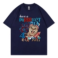 Dunkelblaues T-Shirt mit Katzen Illustration zum Unabhängigkeitstag und Typografie - XS / Marineblau