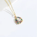 Elegante girocollo dorato con cristallo a goccia e pietre preziose radiali multicolore - Colorato
