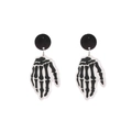 Cute gothic skull hand earrings with black studs and white acrylic bone tassels - Skeleton Bone Hands