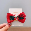 Weihnachts-Haarschleife mit 3D-Pinguin in rotem und dunkelgrünem Satinband - 8# Weihnachtsente Haarklammer