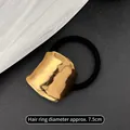 Elastico per capelli minimalista in metallo dorato ondulato, diametro di 7,5 cm - Anello Per Capelli Lucido A Forma Di Arco In Oro - Nuvola Arcuata