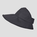 Detail of wide-brimmed black sun hat showing reinforced circular stitching on lightweight fabric - M(56-58cm) / Black