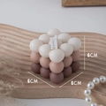 Brown gradient cube bubble candle in three colors on wooden tray with pearl decor - Gradient Brown (Blackberry Basil)