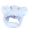 Cute white plush animal ear headwear for cats and small dogs in a soft furry material - Small / White Bear