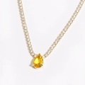 Elegante goldene Tennishalskette mit funkelndem, gelbem Zirkon-Anhänger in Birnenform - Gold Gelb Zirkonia Tropfen