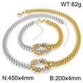 Set gioielli due pezzi con catena annodata in acciaio inossidabile oro e argento - 4mm Bicolore Oro/Acciaio (KS226977-Z)