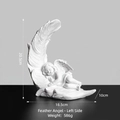 White resin Feather Angel Left sculpture with dimensions 20.5cm height and 18.5cm length - Feather Angel Figurine (Left)