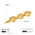 Barrette à cheveux triple coquillage en acier inoxydable doré avec dimensions 61mm - Épingle à Cheveux Triple Coquillages Dorée (NB-H1028) / Or 18 carats