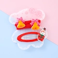 3-piece Christmas hair clips set with red snowman and bell motifs for girls - Snowman Gift Box Style (7#)