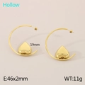 Pendientes de aro de acero inoxidable bañados en oro 18k con corazón, 46x2mm y 11g - Colgante de Corazón (KE115210-HM) / Dorado