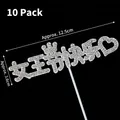 Silver Queen rhinestone cake topper for Mother's Day, 10pcs pack with crown and heart design - Felt Rhinestone Queen (10 Pcs)