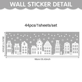 Gedetailleerde maattabel voor kerststickers met 44 witte sneeuwvlokken en huisjes decals - Witte Sneeuwvlok Stad (UV24Y12628S_R) / 90x30cm