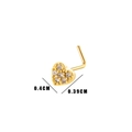 L-shaped gold nose stud with small zircon heart, measuring 0.4cm wide by 0.39cm high - No.4 Gold Heart (HSPJ0149)