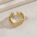 Adjustable gold geometric ring featuring hollow design and sparkling zircon stones - Marquise Zirconia Ring