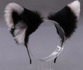 Handmade black and white plush cat ears headband for Lolita cosplay and animal costume - Black and Grey