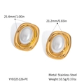 Detailed size and weight specs for vintage stainless steel earrings with white pearls - Gold White Pearl Style (YYE025126-PE)
