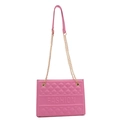 Pink quilted shoulder bag with gold chain strap and embossed FASHION lettering detail - Pink
