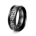 8mm black stainless steel ring featuring a silver Celtic knot pattern for men and women - US 6 / Black