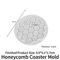 Moule dessous de plat alvéolé en silicone translucide avec hexagones et diamètre 11cm - Moule à dessous de verre rond nid d'abeille simple